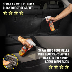 Chemical Guys mist on fabric close texture showing safe fabric benefit