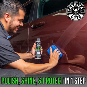 Chemical Guys label close-up highlighting ingredients and easy instructions benefit