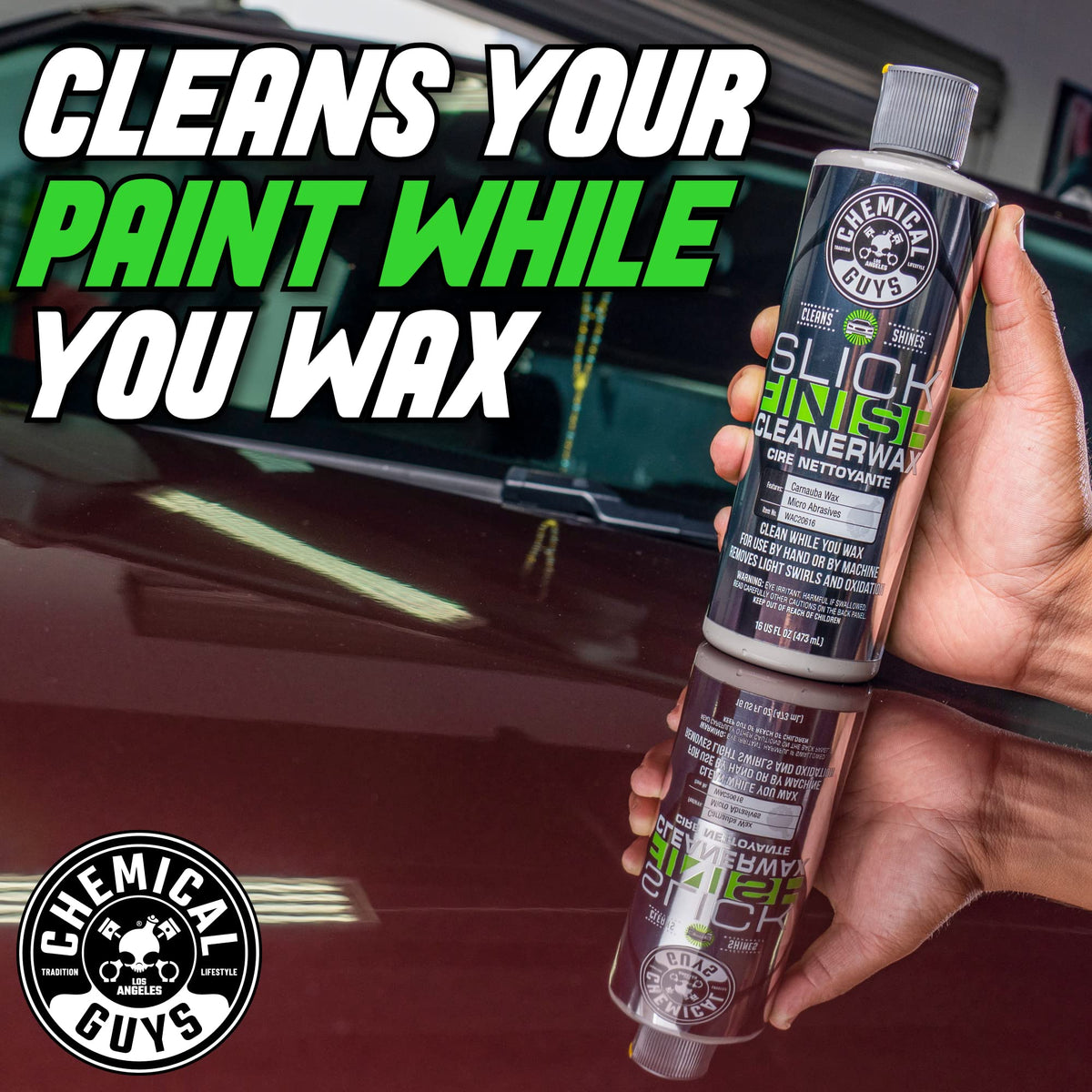 Chemical Guys dual-action polisher spreading wax safely for uniform shine