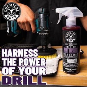 Chemical Guys medium-duty spinner brush close-up highlights durable bristles for deep cleaning