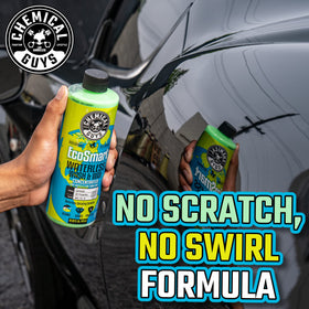 Chemical Guys being sprayed on car panel demonstrating easy application