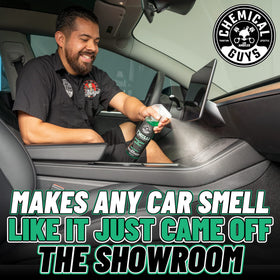 Chemical Guys spray nozzle close-up demonstrating precise mist for targeted deodorizing