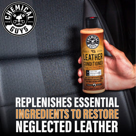 Chemical Guys sprayable cleaner applied to car seat for quick maintenance