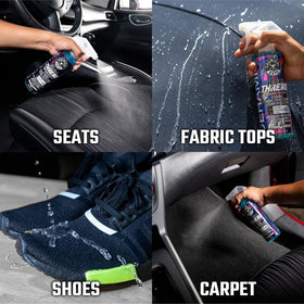 Chemical Guys spraying seat demonstrating even coverage for upholstery protection