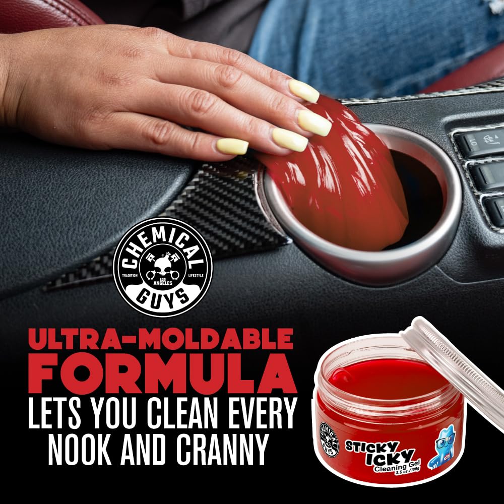 Chemical Guys gel pressed into car vent removing dust for improved airflow