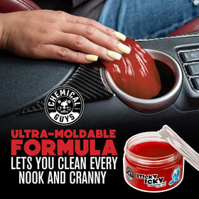 Chemical Guys gel pressed into car vent removing dust for improved airflow