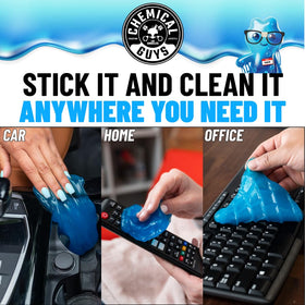 Chemical Guys close-up of gel removing crumbs to reveal cleaner surface