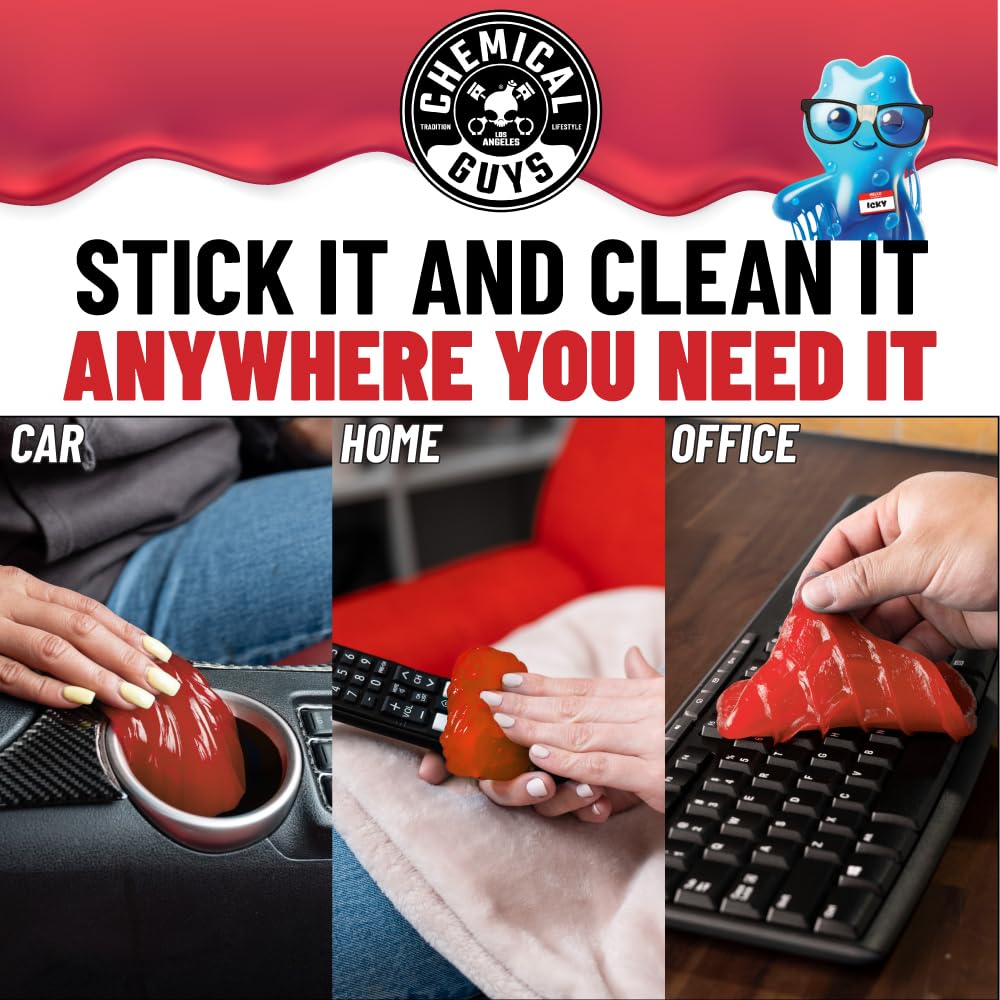 Chemical Guys gel lifting crumbs from center console for quick interior cleanup
