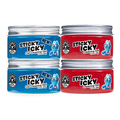 Chemical Guys front packaging showing four sticky icky jars and scent labels