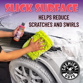 Chemical Guys homeowner washing car in driveway showing simple use and professional results