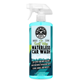 Chemical Guys bottle front label showing product identity and benefits