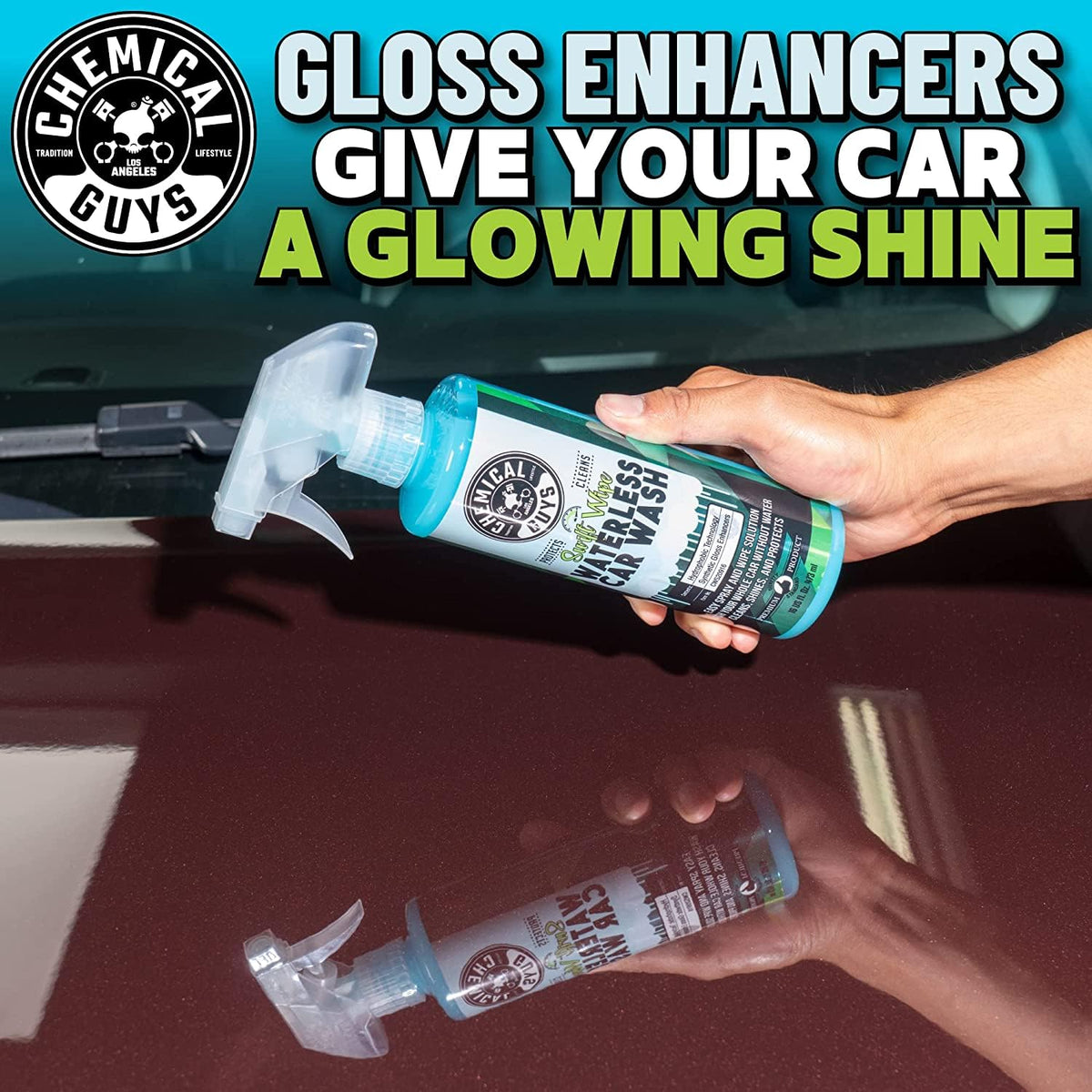 Chemical Guys painted panel before and after showing improved gloss