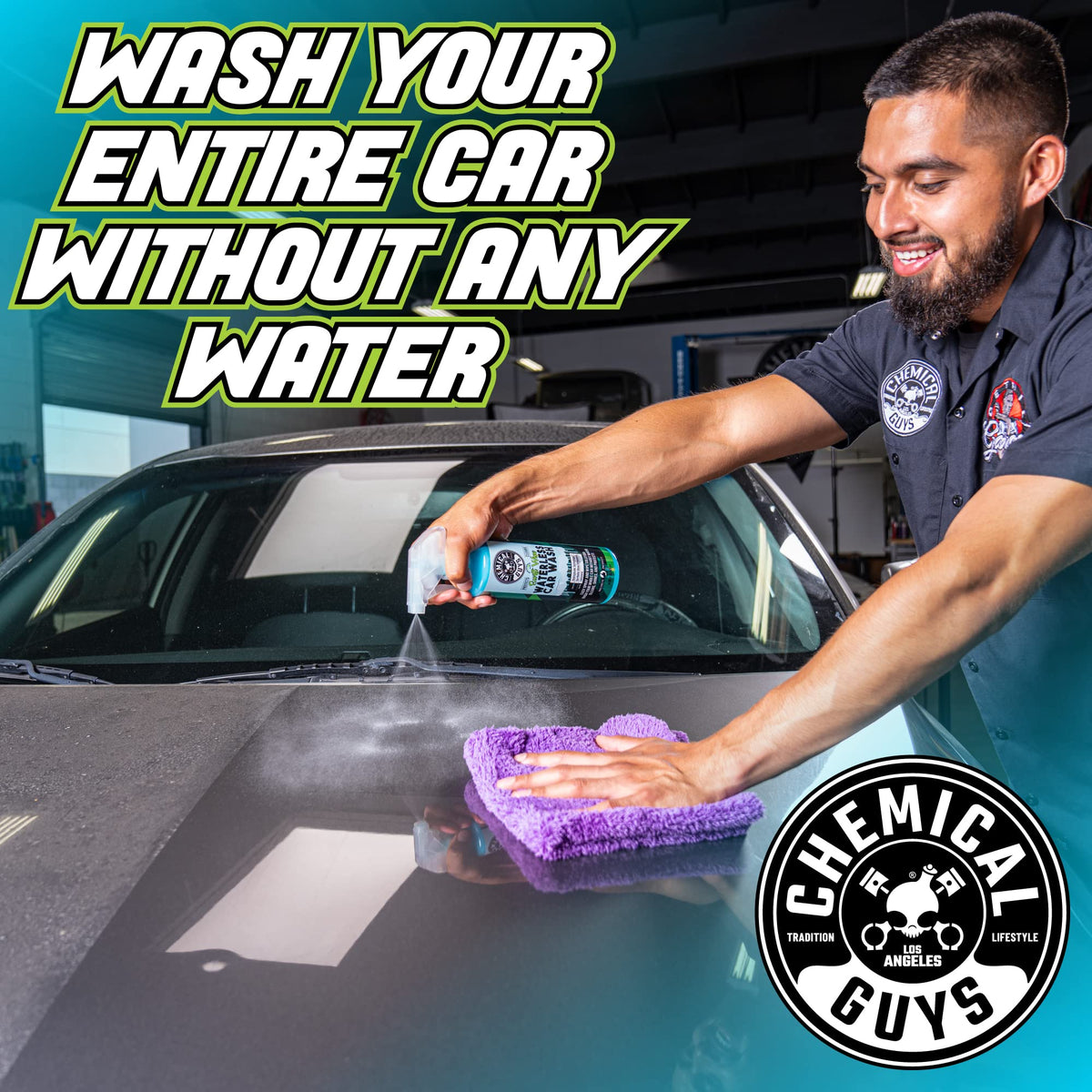 Chemical Guys Swift Wipe misting from spray nozzle for even coverage