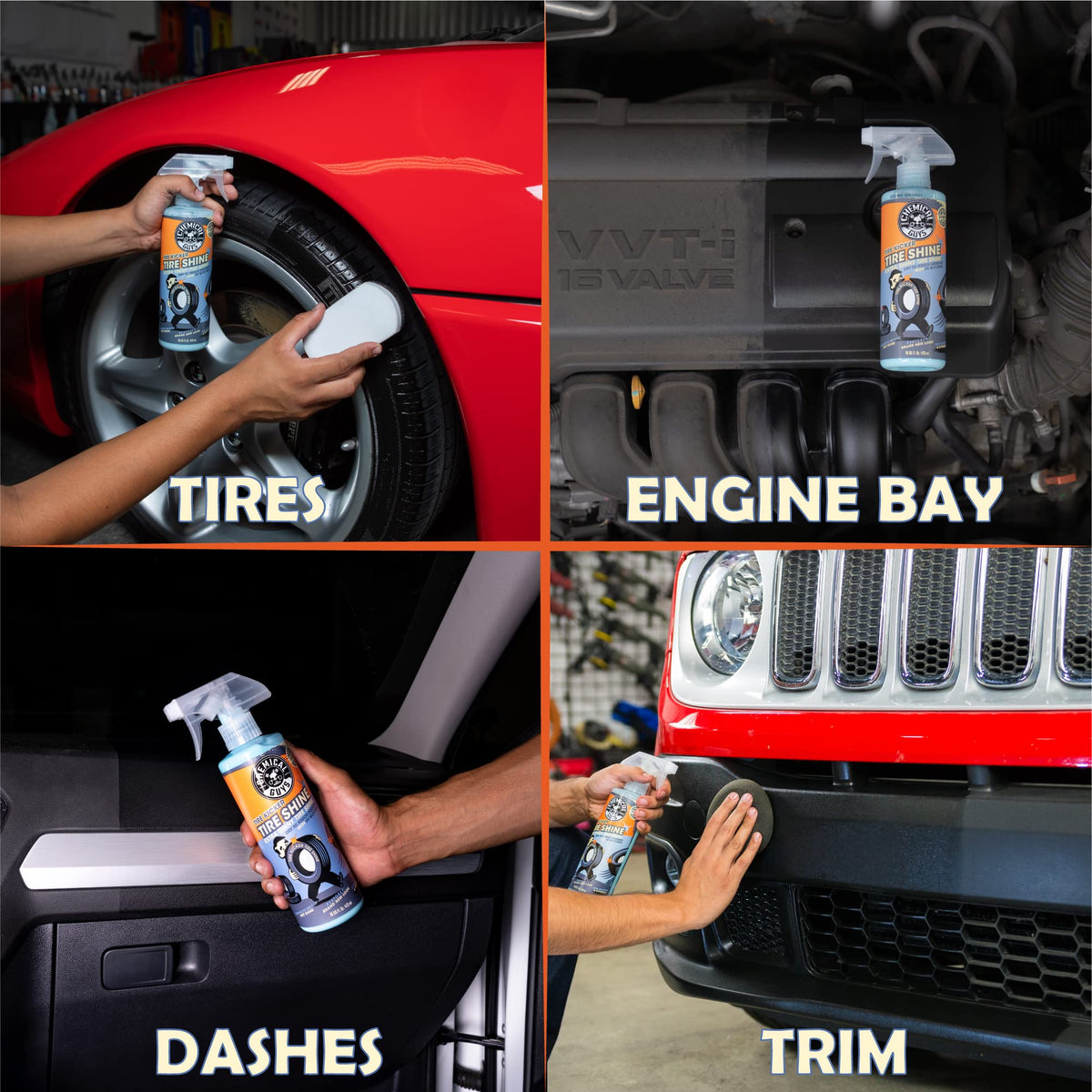 Chemical Guys used on engine bay plastic highlighting revived appearance benefit