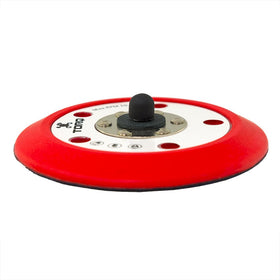 Chemical Guys TORQ R5 mounted on a dual-action polisher demonstrating reduced heat and secure attachment