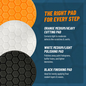 Chemical Guys TORQX kit contents laid out to show the complete 9-piece polishing solution
