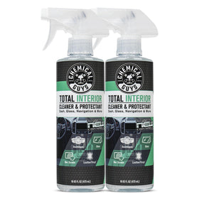 Chemical Guys bottle front view showing label and new car scent benefit