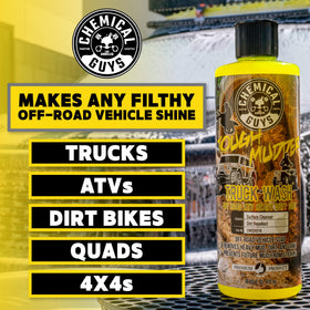 Chemical Guys before and after truck wash, visible grime removal benefit