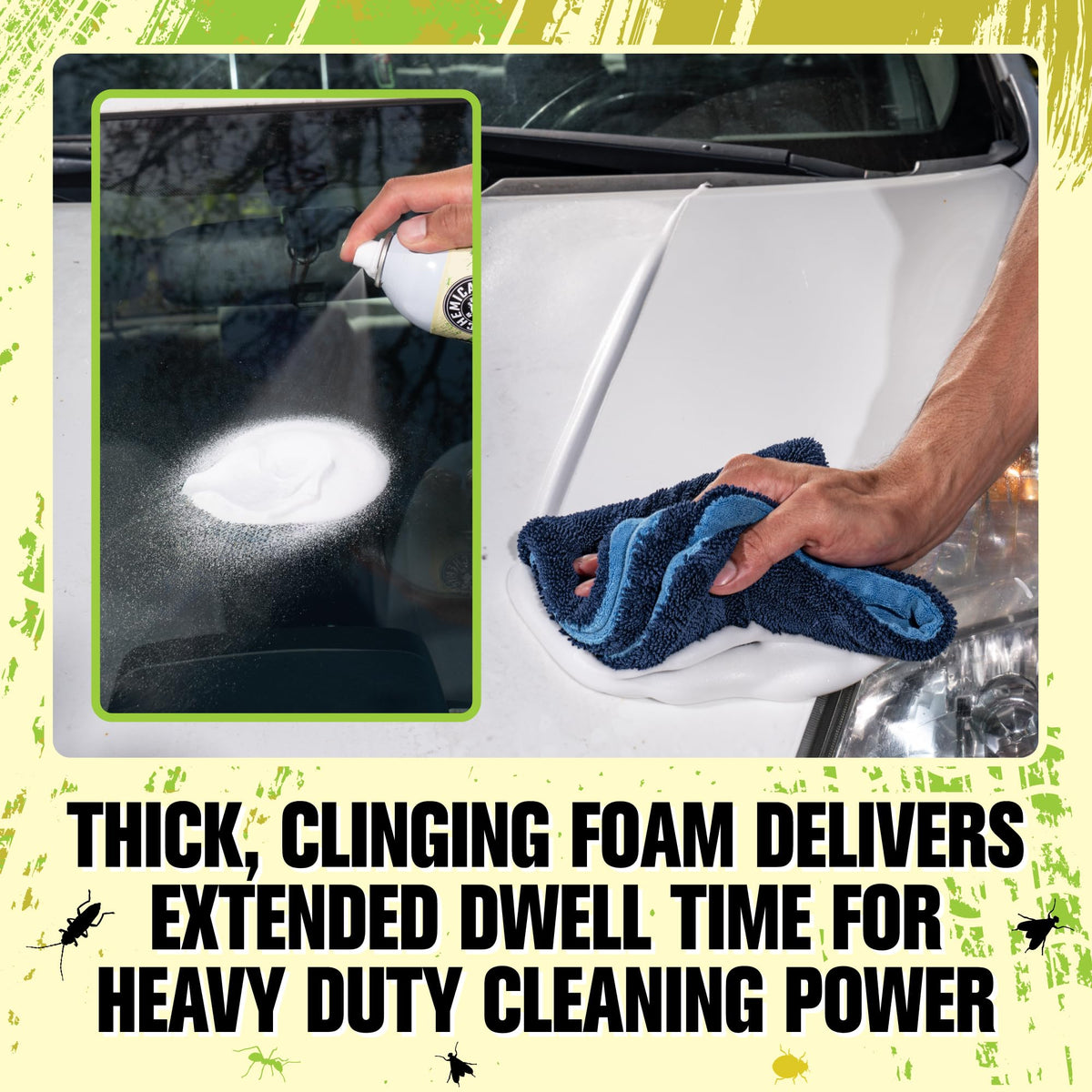 Chemical Guys on windshield with dwell time aiding residue removal