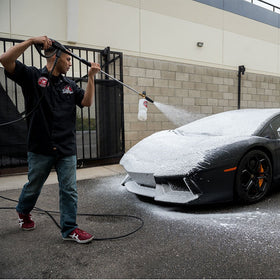 Chemical Guys used in two-bucket wash setup showing safe finish protection