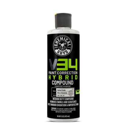 Chemical Guys V34 front label showing product name and 16 oz size for clear identification and confidence