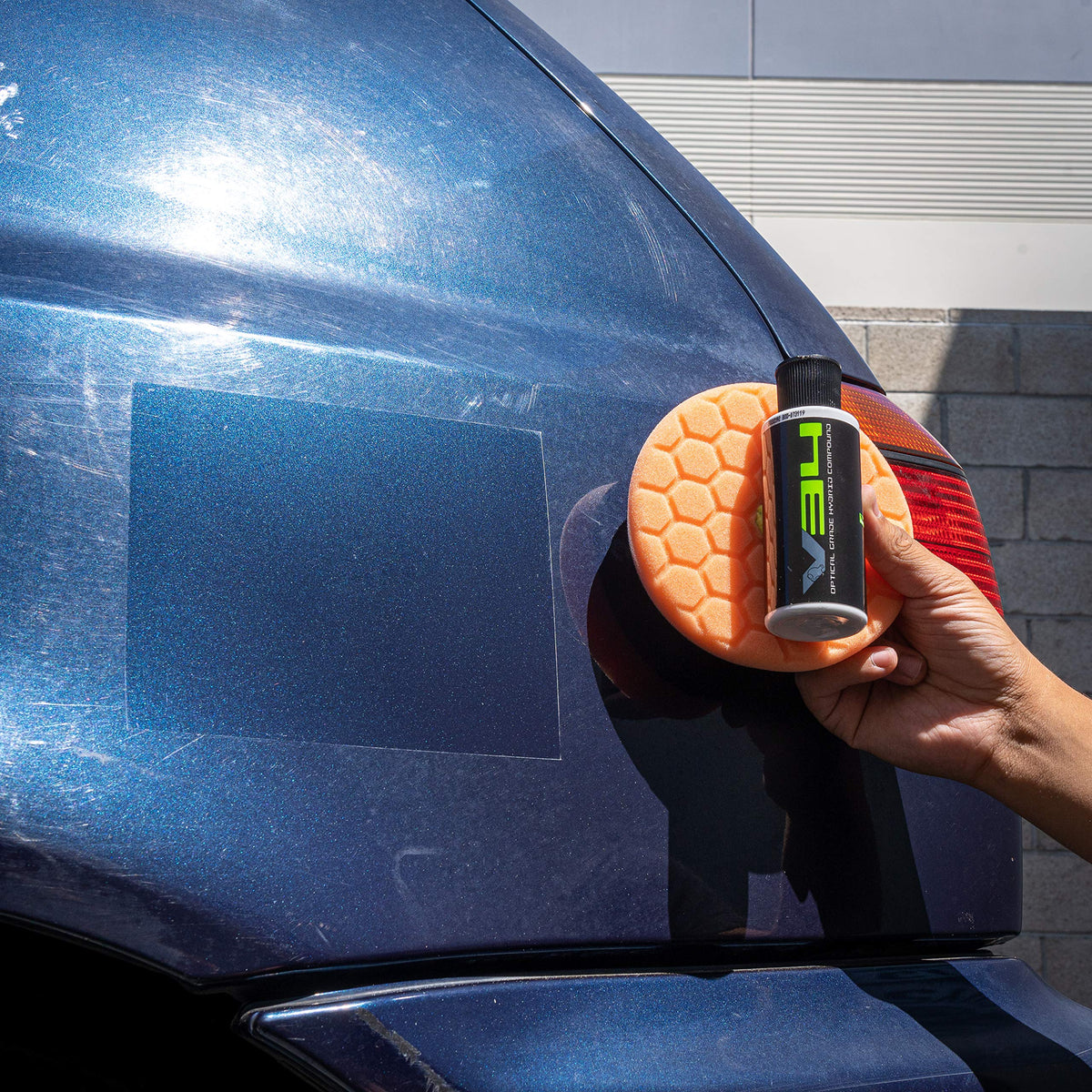 Chemical Guys V34 applied with a polisher demonstrating efficient cutting and fewer passes