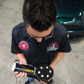 Chemical Guys V38 being used with a polishing pad delivering high gloss