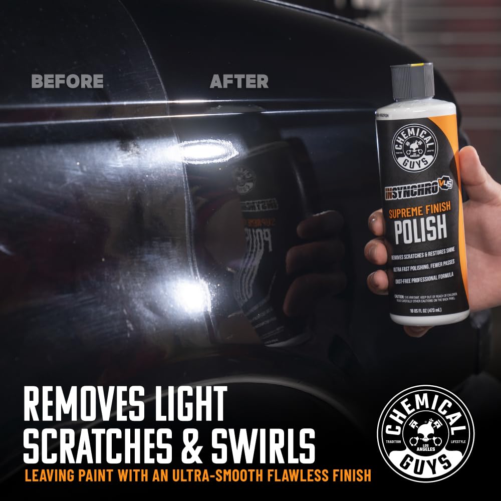 Chemical Guys V45 polish pouring to show creamy texture and easy workability for smooth finishes