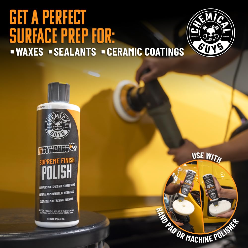 Chemical Guys V45 beside a ruler showing 16 oz scale for accurate product sizing and value