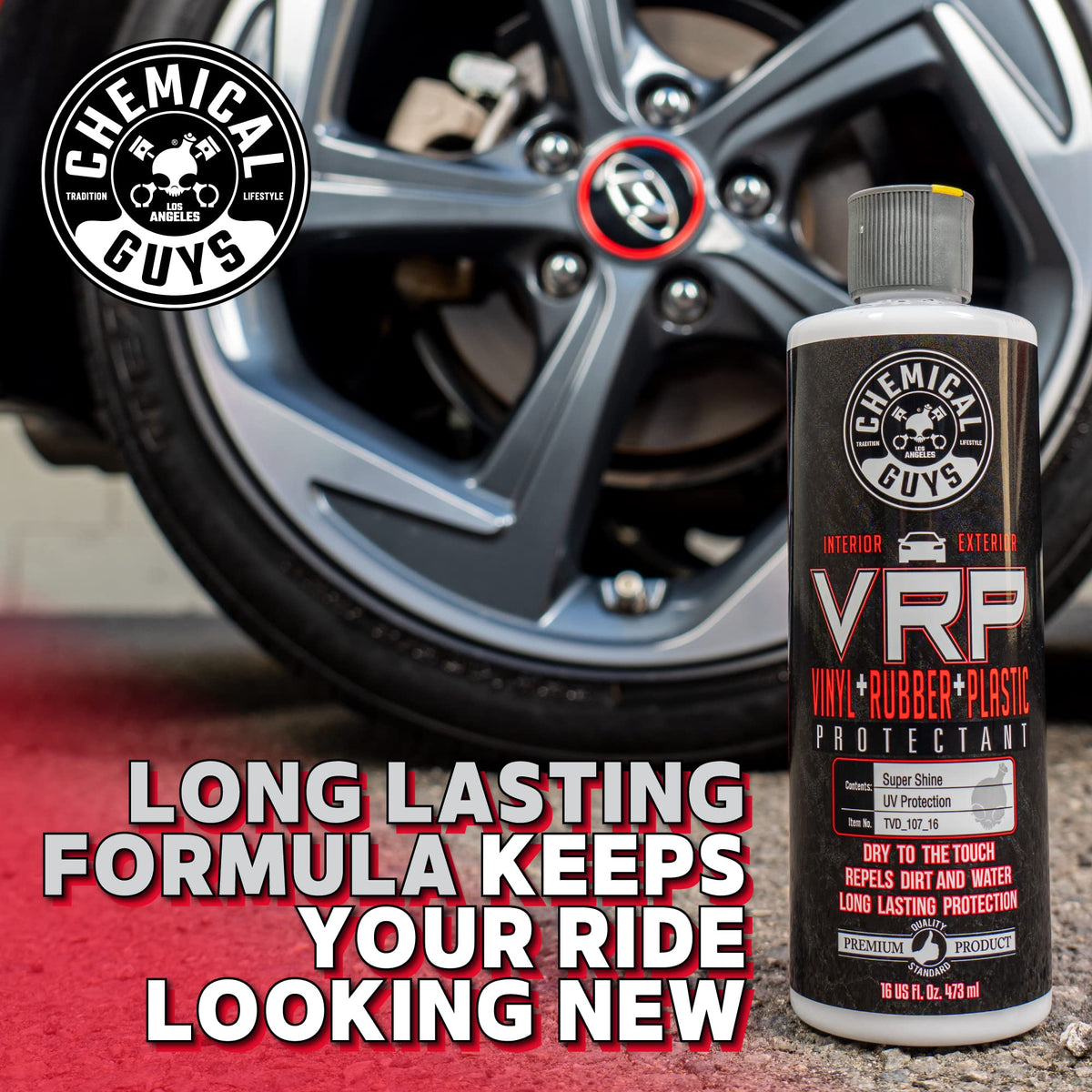 Chemical Guys VRP on dashboard showing refreshed trim and reduced dust attraction benefit