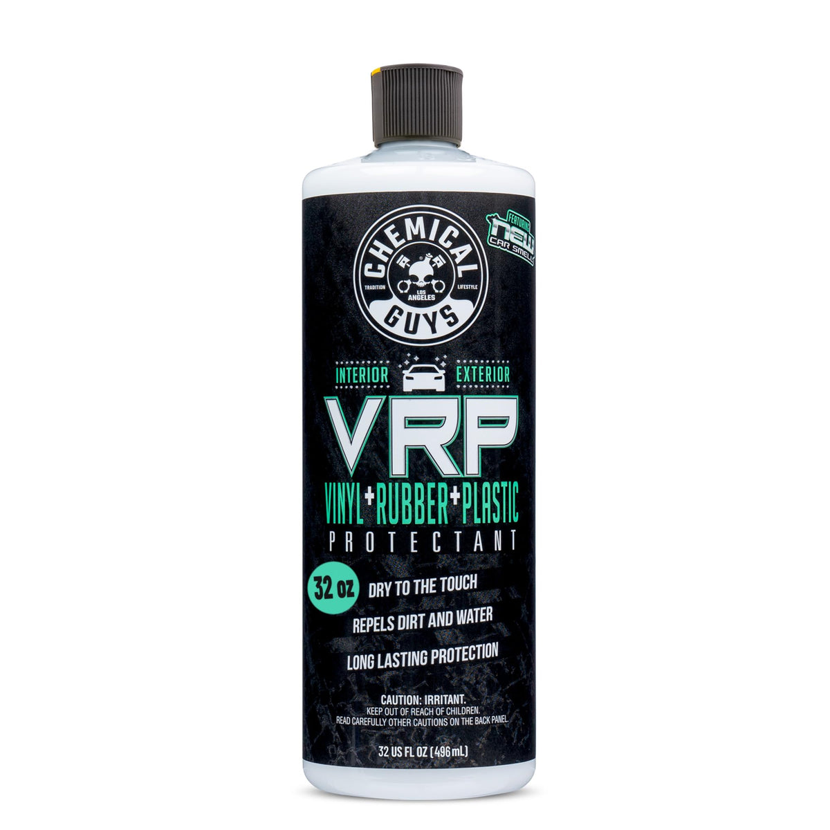 Chemical Guys bottle front label showing product identity and benefits