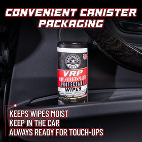 Chemical Guys two-pack tubs in a glovebox, travel-ready size and on-the-go convenience