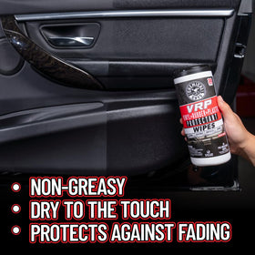 Chemical Guys wipe applied to tire sidewall, revives rubber color and adds UV protection