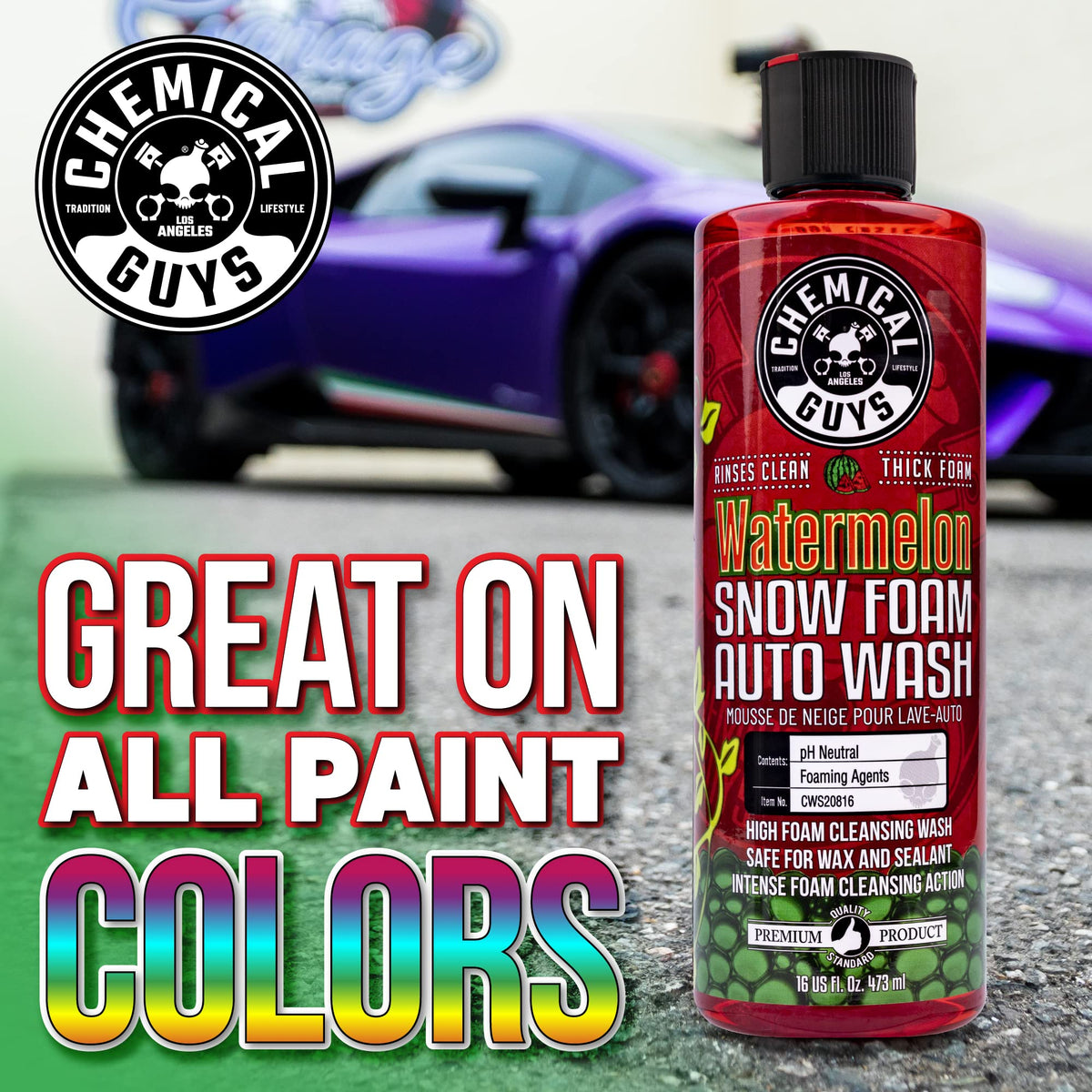 Chemical Guys product in use washing car exterior proving safe cleaning