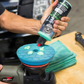 Chemical Guys glaze texture on applicator pad illustrating smooth spread and easy wipe-off benefit