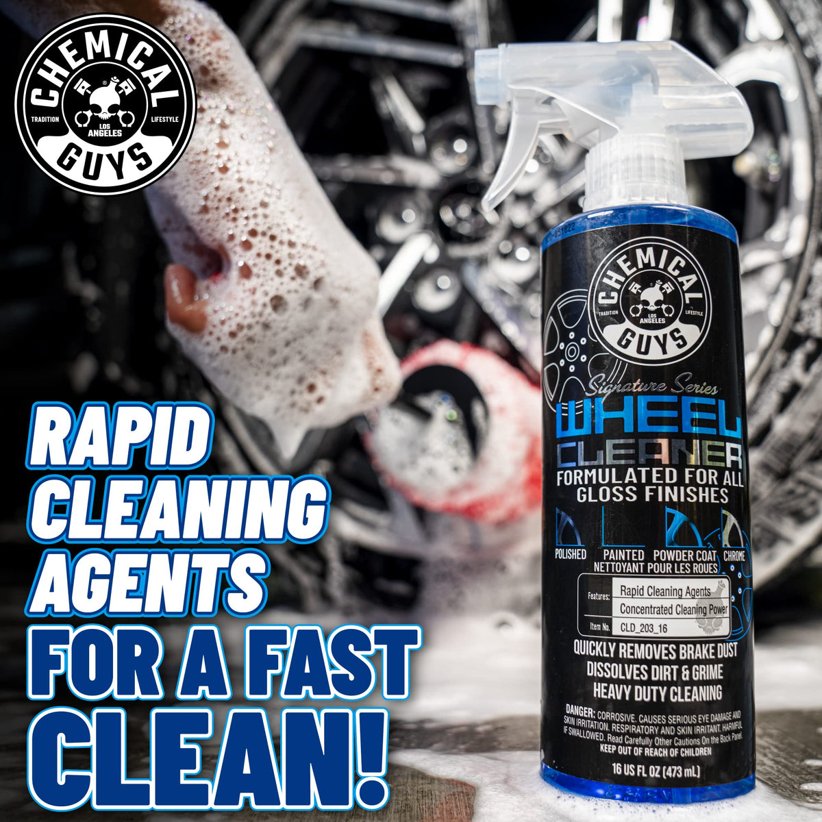 Chemical Guys removing grime from painted brake caliper for safer finish care