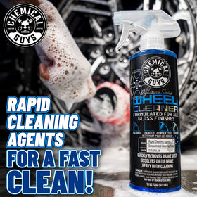 Chemical Guys removing grime from painted brake caliper for safer finish care