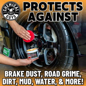 Chemical Guys buffed rim highlighting deep gloss and brake dust repellency