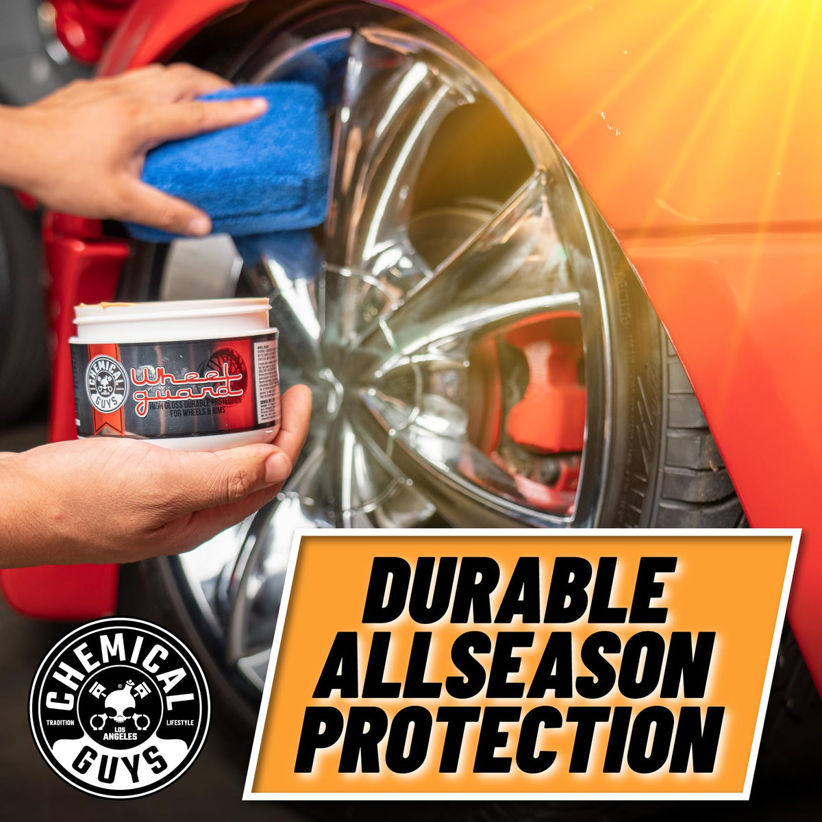 Chemical Guys used during wheel-detailing session showing professional finish benefit
