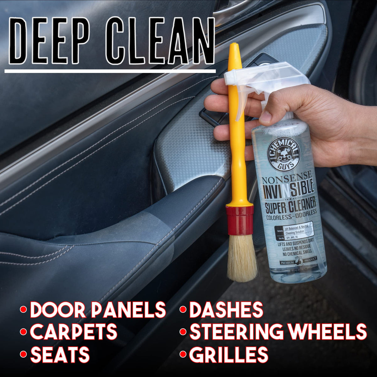 Chemical Guys cleaner removing brake dust from wheel showing strong degreasing power