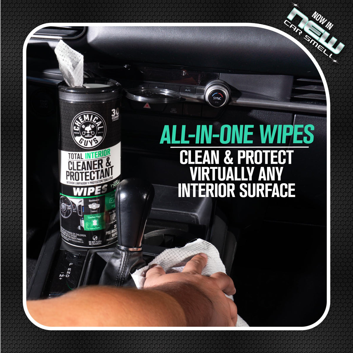 Chemical Guys wipe close-up texture showing fabric strength and cleaning power