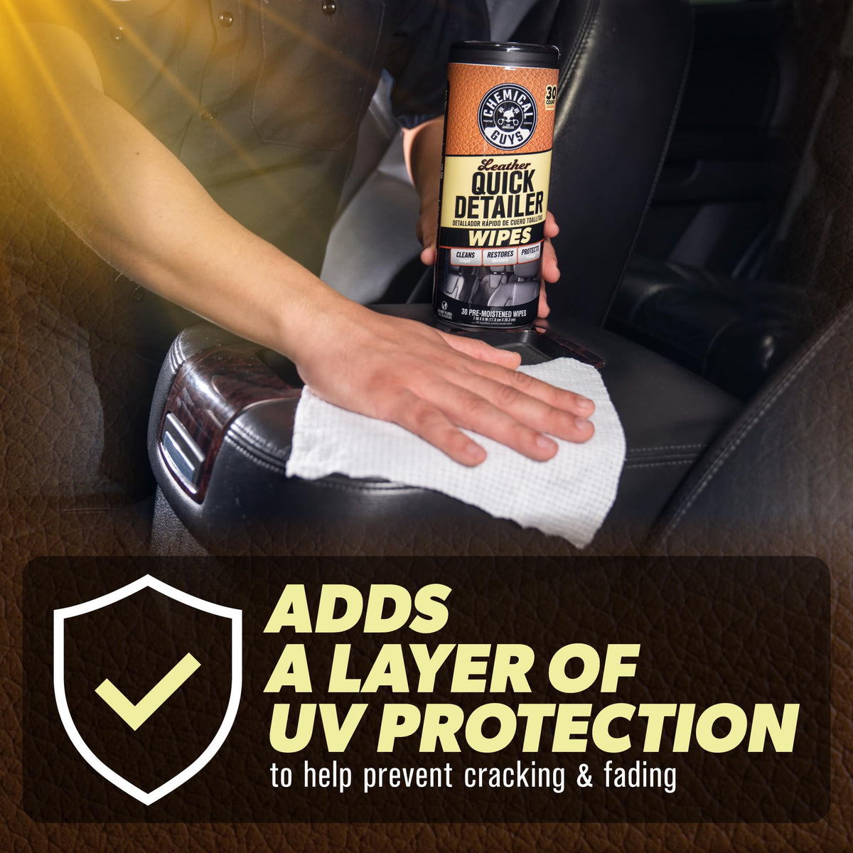 Chemical Guys canister stored in glovebox for on-the-go protection benefit