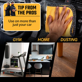 Chemical Guys towel buffing car paint providing swirl-free finish