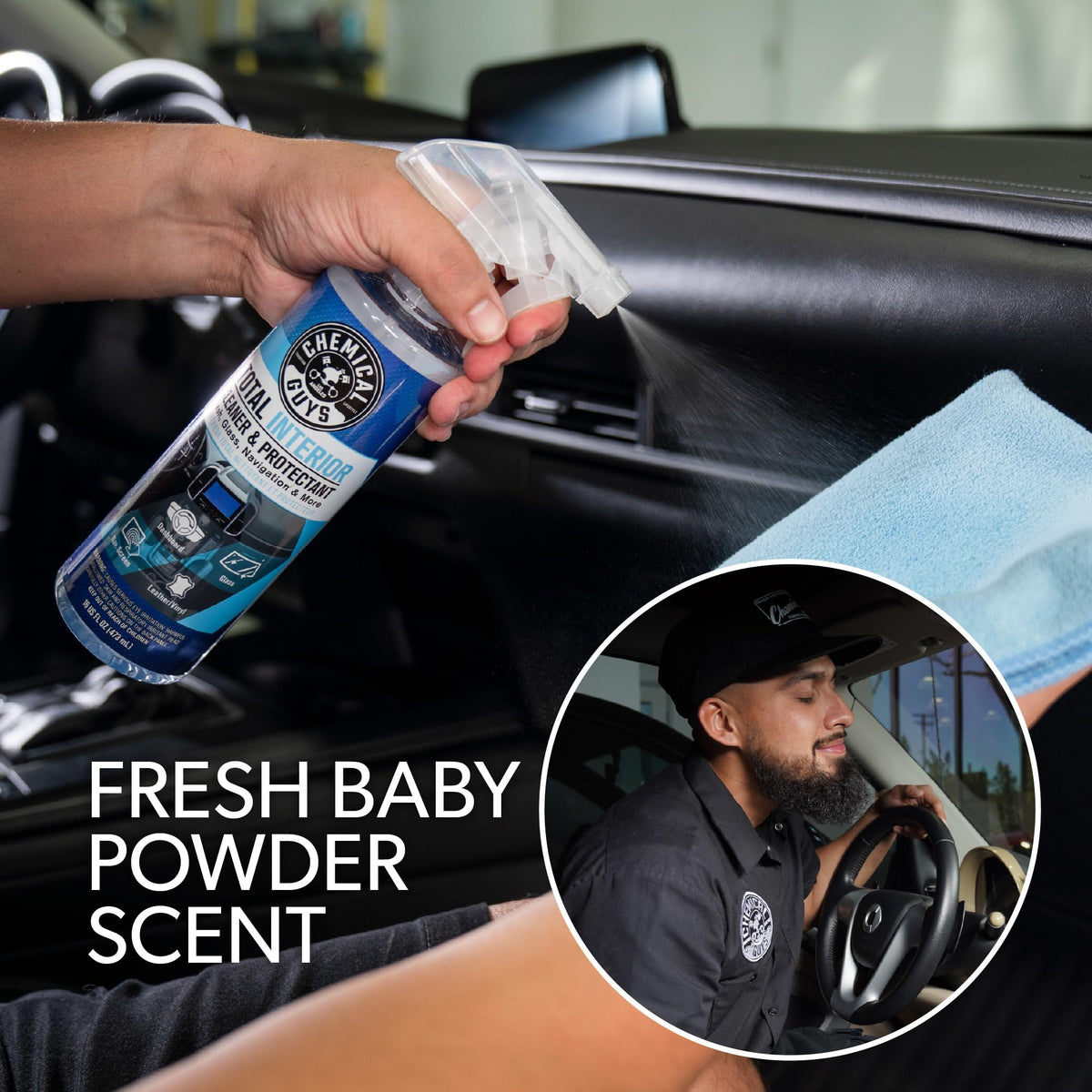 Chemical Guys wiping leather texture closeup restoring grain and removing oils benefit