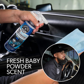 Chemical Guys wiping leather texture closeup restoring grain and removing oils benefit