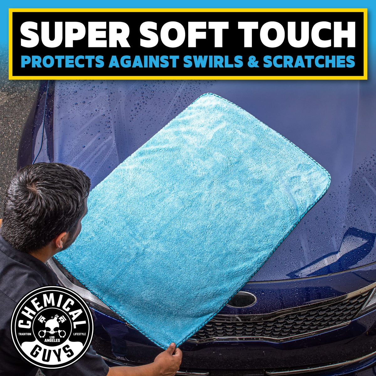Chemical Guys towel stitched edge detail for long-lasting durability