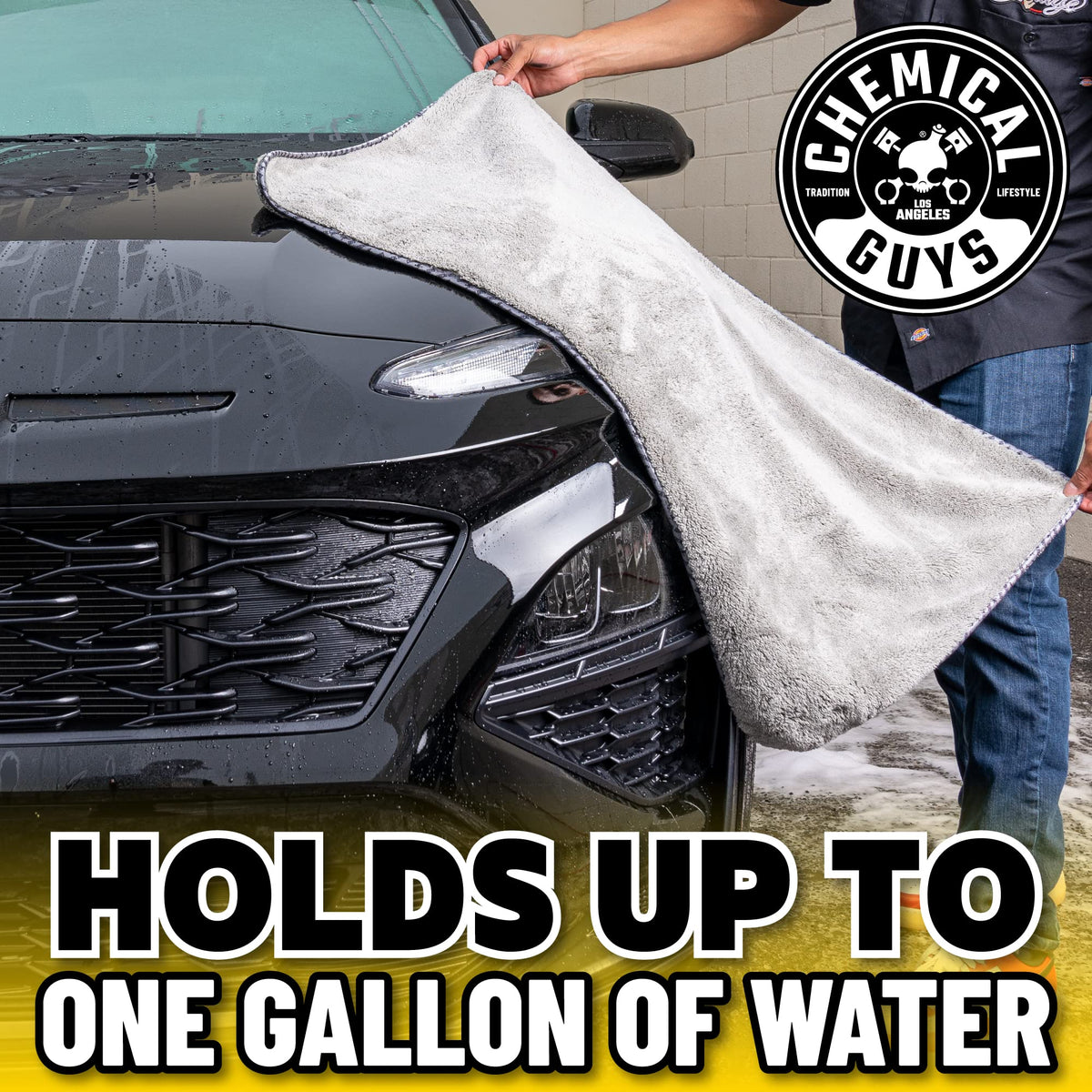Chemical Guys wet towel holding water to show high absorbency benefit