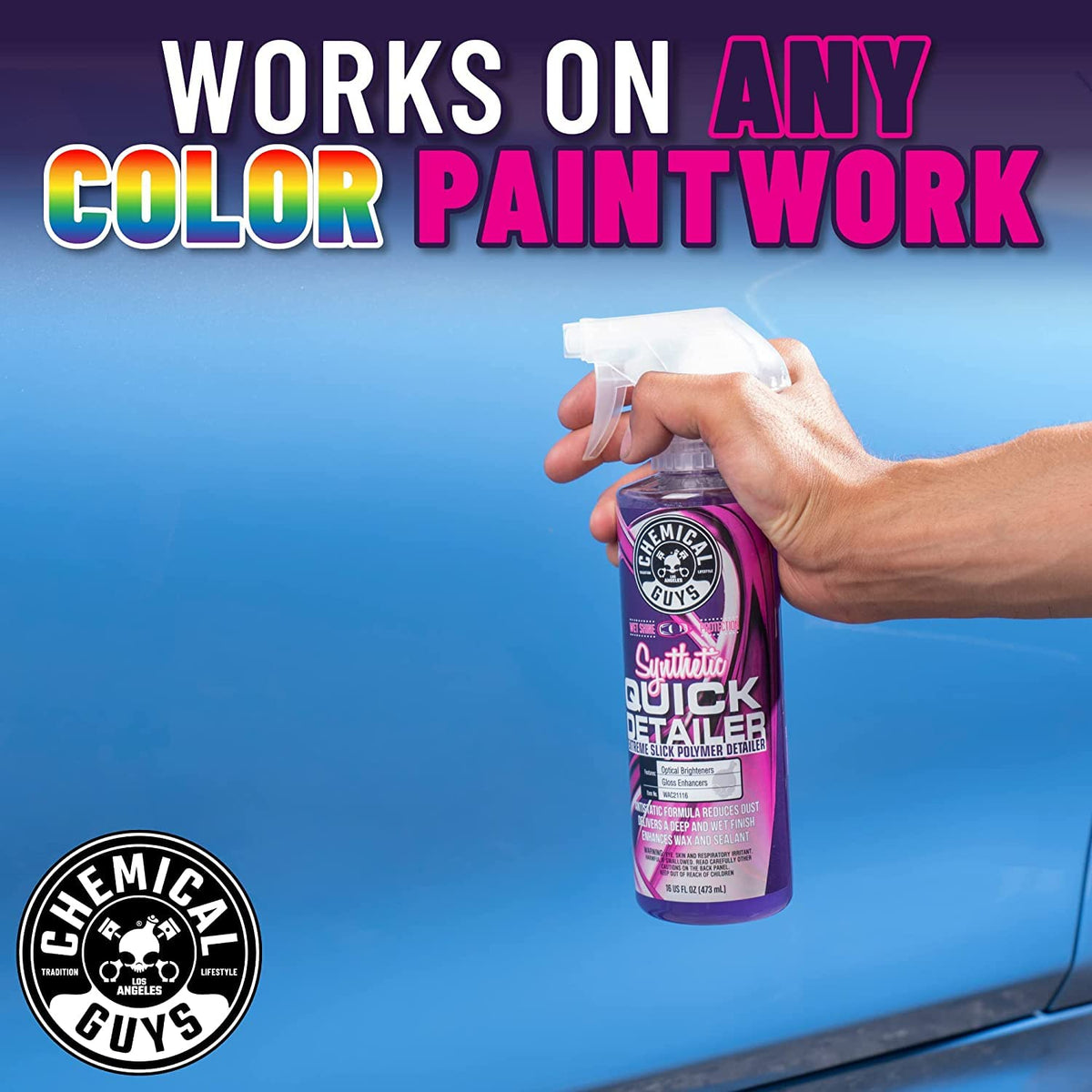 Chemical Guys droplet on paint showing slick polymer texture benefit