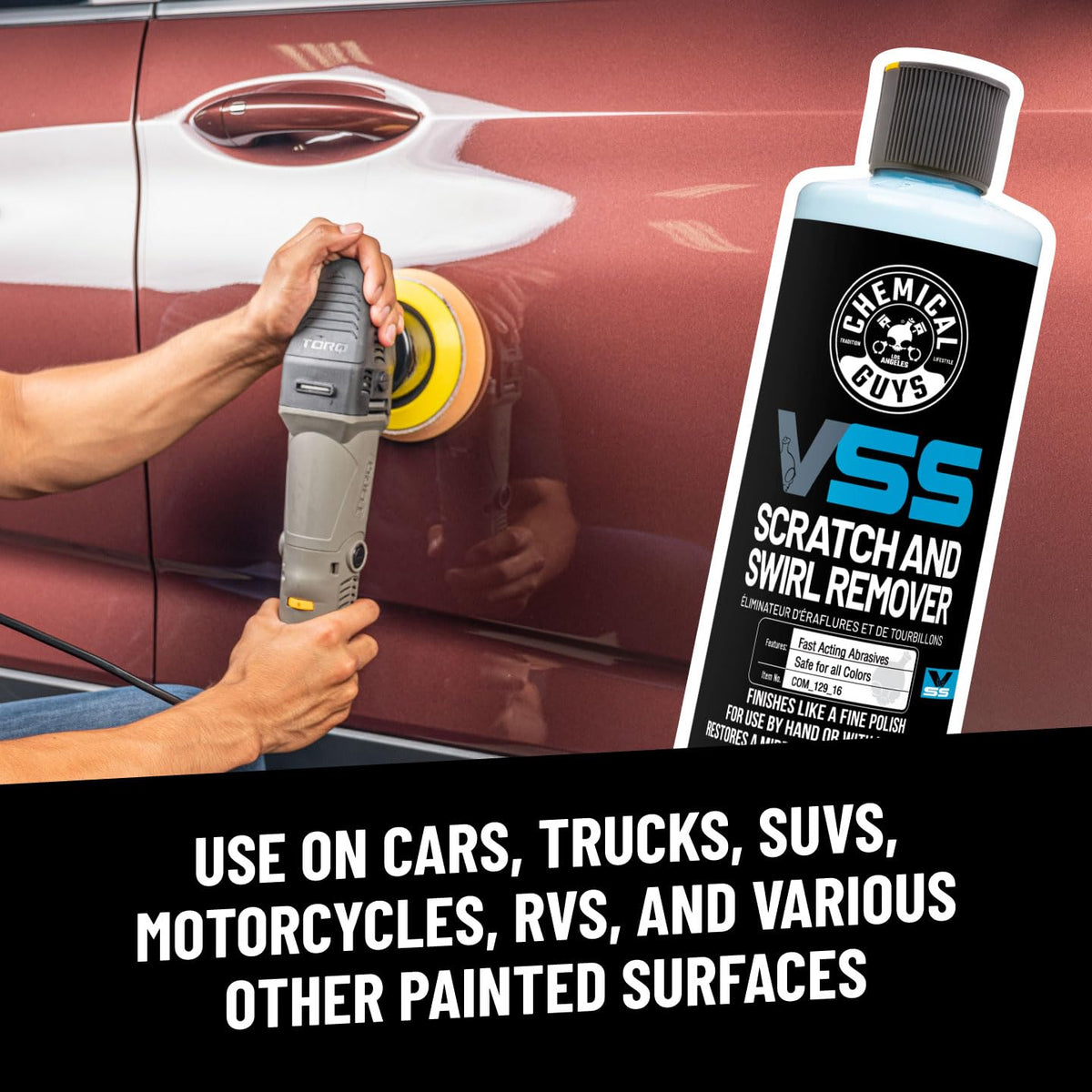 Chemical Guys VSS being applied by hand with microfiber for touch-up control