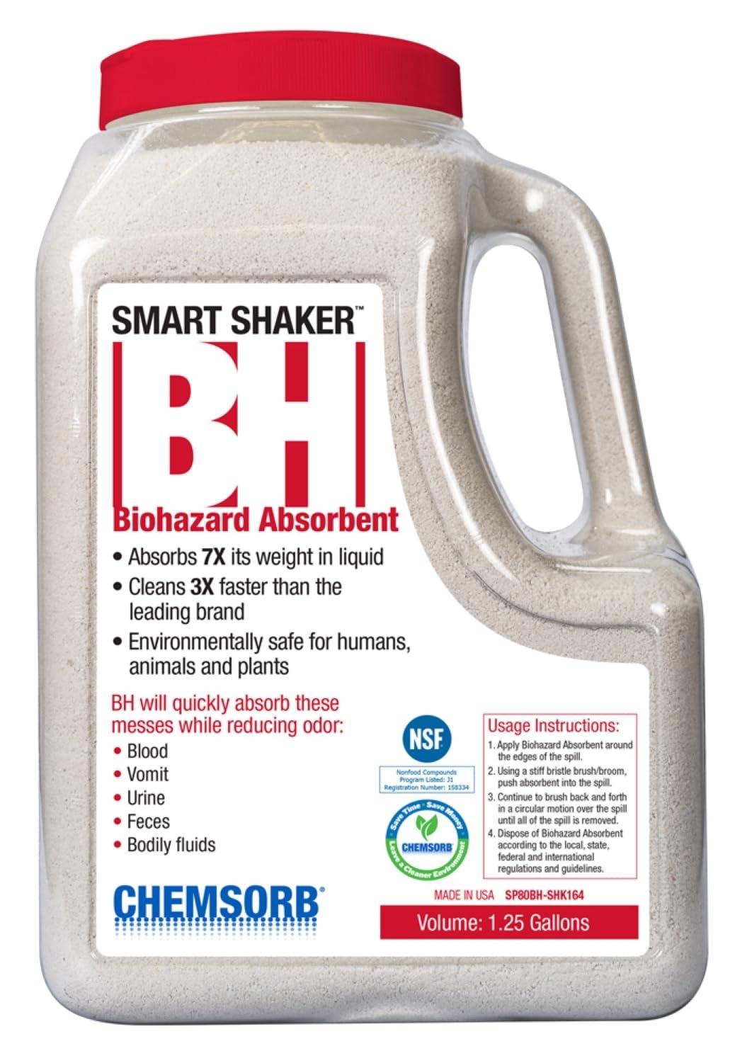 Chemsorb CHEMSORB BH shaker front view showing red cap for fast identification and quick response
